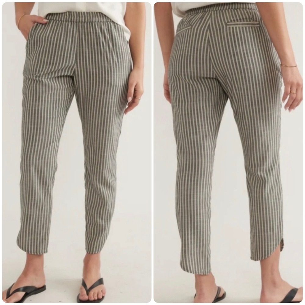 Marine Layer Womens Allison Striped Tencel Elastic Waist Coastal Pants Size M